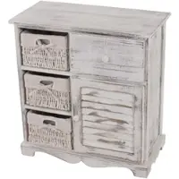 Décoshop26 - Kommode mit 3 Körben 63x60x30cm Vintage-Stil weiß 04_0002474