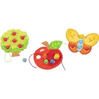 Gollnest & Kiesel Fädelspiel Obstgarten, 3 Motive (Apfel, Baum, Schmetterling)