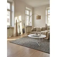 KADIMA DESIGN Design Couchtisch MDF Holz weiß matt Gestell Metall ø 80 cm, Wohnzimmertisch lackiert Sofatisch modern, Kaffeetisch rund Loungetisch