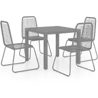 vidaXL 5-tlg. Garten-Essgruppe PVC Rattan Schwarz
