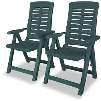 vidaXL Verstellbare Gartenstühle 2 Stk. Kunststoff Grün