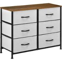 HOMCOM Kommode Schubladenschrank Sideboard mit 6 klappbaren Stoffschubladen Grau