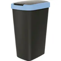 Prosperplast Abfallbehälter 45l mit Deckel KEDEN COMPACTA Q schwarz mit hellblauem Rand