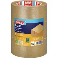 TESA Packband Paper Standard ecoLogo, robust, 3 Rollen mit jeweils L 50 m x B 50 mm, FSC-Papier & Naturkautschuk, braun