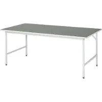 RAU Arbeitstisch, Werktisch, Linoleum Arbeitsplatte, Tragkraft 300 kg, höhenverstellbar, 850 x 2.000 x 1.000 mm (HxBxT), lichtgrau, Multifunktionstisch