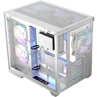 Modecom Volcano Panorama Apex ARGB 7F PC-Gehäuse, weiß, Midi Tower, 7 ARGB Lüfter, Panorama-Design, gehärtetes Glas, für ATX und GPU, Computer Case