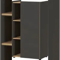 Bümö Büroschrank darkoak mit 3 Ordnerhöhen in Graphit/Eiche - Aktenschrank & Regal Kombination, Schrank mit Aktenregal für Ordner & Co. im Büro und