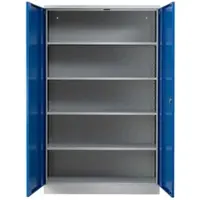 Proregal Stahlschrank BEE mit 5 lackierten Fachböden | HxBxT 195x120x42cm | Grau-Blau | Werkstattschrank Werkzeugschrank Aktenschrank Universalschrank