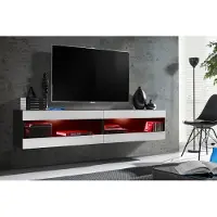 Extreme Furniture Wohnwand, Tivoli SET4, Schwarz/Weiß, Breite 200cm x Höhe 41cm x Tiefe 35cm, LED RGB, für das Wohnzimmer, Schlafzimmer