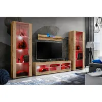 Extreme Furniture Komodee | Wohnwand Wohnzimmerset Tivoli Grande, Korpus Wotan Matt Frontfarbe Wotan Matt, LED RGB