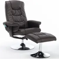 Aiorber Massagesessel,mit Fußhocker,360° Drehung,135° Neigung,Massage&Heizung,PU-Polsterung&Chrombasis, für Wohnzimmer Arbeitszimmer,79x79x106cm,Braun