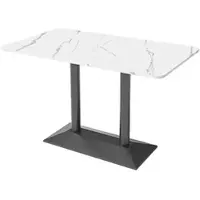 Muxing Gastronomiemöbel, Esstisch, Cafétisch, Metall-Sockel, Weiß-Schwarz, rechteckige Sinterstein-Tischplatte 120×60×75 cm YB-CB97/Y-BH-120/