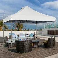 GIANTEX 3x3m Faltpavillon Wasserdicht & UV-Schutz 50+, Gartenpavillon mit Metallrahmen & Rolltasche, Höhenverstellbares Partyzelt (Weiß)