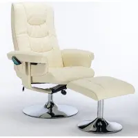 Aiorber Massagesessel,mit Fußhocker,360° Drehung,135° Neigung,Massage&Heizung,PU-Polsterung&Chrombasis, für Wohnzimmer Arbeitszimmer,79x79x106cm,Beige