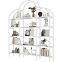 OKWISH Regal Metall/MDF Weiß 170x26x190 cm, 5 Ebenen mit wolkenförmigem Dekor