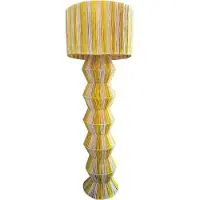 Marrakesch Orient & Mediterran Interior Marrakesch XXL Stehlampe Standleuchte 160 cm groß aus Raffia bast | Boho 2 flammige Lampe als Wohnzimmer Schlafzimmer oder Kinderzimmer Deko | Natürliche Stehleuchte Tulum Beige gelb E27 Fassung