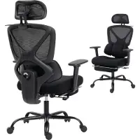 HOMCOM Ergonomischer Bürostuhl mit Lendenstütze, verstellbare Kopfstütz