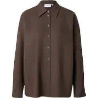 Comma Langarmbluse , Damen, Gr. 40, braun, Web, Obermaterial: 90% Lyocell, 10% Leinen, unifarben, lässig geschnitten hüftbedeckend, Rundhals, 1-Knopf-Manschette, Blusen Langarmbluse, mit Leinen