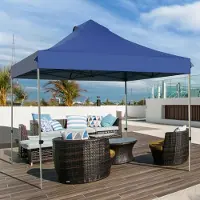 GIANTEX 3x3m Faltpavillon Wasserdicht & UV-Schutz 50+, Gartenpavillon mit Metallrahmen & Rolltasche, Höhenverstellbares Partyzelt (Blau)
