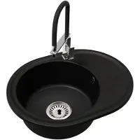 Brado Granit Küchenspüle Einbecken BELLA mit Siphon Chrom und Armatur LUK Chrom