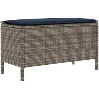 vidaXL Garten-Fußhocker Grau und Marineblau 80 x 38 x 42 cm PE-Rattan