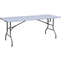 Jet-Line Buffettisch Gartentisch Klapptisch zusammenklappbar faltbar weiß grau 180x70x74cm NIKOLAUS Wetterbeständig Garten Terrasse Balkon