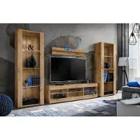 Extreme Furniture Komodee | Wohnwand Wohnzimmerset Tivoli Grande, Korpus Wotan Matt Frontfarbe Wotan Matt, ohne LED