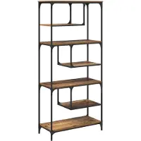 vidaXL Bücherregal 6 Ebenen 81 x 36 x 176 cm Holzwerkstoff Altholz
