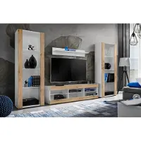 Extreme Furniture Komodee | Wohnwand Wohnzimmerset Tivoli Grande, Korpus Weiß Matt Frontfarbe Wotan Matt, ohne LED