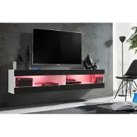 Extreme Furniture Wohnwand, Tivoli SET4, Weiß/Schwarz, Breite 200cm x Höhe 41cm x Tiefe 35cm, LED RGB, für Wohnzimmer, Schlafzimmer