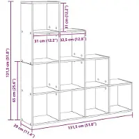 vidaXL Raumteiler Bücherregal 10 Ebenen 131,5 x 29 x 131,5 cm