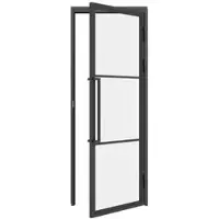 Inova Loft Glastür 709 x 1972 mm, DIN Rechts, Klarglas, Stahlrahmen schwarz, Komplettset inkl. Zarge und Griffstange