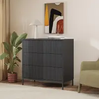 En.casa Kommode 'Nykapin' mit 3 Schubladen 80 x 80 x 40 cm Schwarz