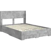 vidaXL Bettgestell mit Stauraum und Kopfteil Betongrau 135 x 190 cm