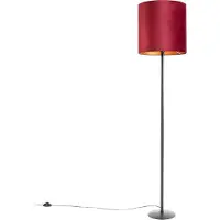 QAZQA Schwarze Stehlampe mit Veloursschirm Rot Gold 40 cm Simplo