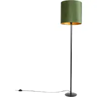 QAZQA Botanische Stehlampe schwarz mit grünem Schirm 40 cm - Simplo