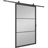 Inova Glasschiebetür Loftstyle Grauglas Laufschiene 2m schwarz beidseitiger Softclose - 900x2150mm