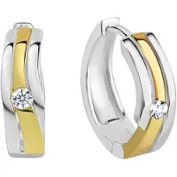 Zeeme Creolen 925/- Sterling Silber Zirkonia weiß 1,5cm Glänzend ZEEme Mehrfarbig