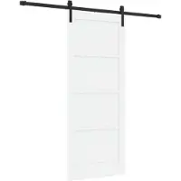 vidaXL Schiebetür Weiß und Schwarz 83 x 202 cm Massives Kiefernholz
