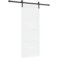 vidaXL Schiebetür Weiß und Schwarz 83 x 202 cm Massives Kiefernholz