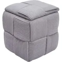 Mendler Hocker HWC-Q47, Sitzhocker Ottomane Polsterhocker Pouf, Deckel Staufach Stoff Cord (260g/m2) 43x40x40cm ~ dunkelgrau