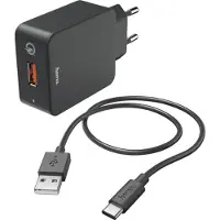 Hama Ladeset USB-C QC 3.0 + USB-C-Kabel 1.5m schwarz