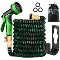 OEM Erweiterbare Gartenschlauchrolle 15m - Mit 1/2" und 3/4" Anschlüssen, 3-Lag-Latex, Metall-Verbindungen, Grün