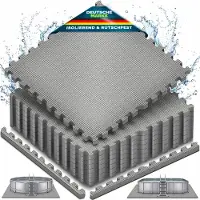 Tillvex Pool Bodenschutzmatte 16 Stück 62,5x62,5cm | Unterlegmatte 1 cm Dicke für Pool Planschbecken & Whirlpool | Poolmatte Bodenmatte Outdoor | Poolunterlage Bodenschutz Matten wärmeisolierend