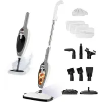 LUMAN 12 in 1 Dampfreiniger UND Händetrockner - Teppichreiniger - Fleckenreiniger - Mit 10 Aufsätzen und 3 Mikrofasertüchern - Reinigt Boden, Sofa, Bad und Teppich - Grau