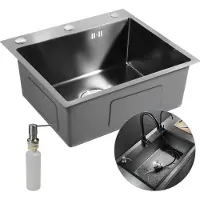 OEM Küchenspüle, Edelstahlkonstruktion, tiefes Becken-Design, schwarz