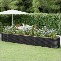 Markenlos Hochbeet aus pulverbeschichtetem Stahl 440x80x68 cm Anthrazit