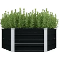 Markenlos Hochbeet Anthrazit 129x129x45cm aus verzinktem Stahl
