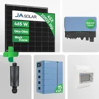 Solplanet 20,925 kWp PV-Komplettpaket mit 15 kWh Speicher | Ja 465W Black Frame Glas-Glas JAM54D40 LR Notstrom Netzunabhängig | inkl. 0 % MwSt. für Privatkunden