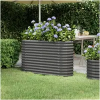 Markenlos Hochbeet aus pulverbeschichtetem Stahl, 114 x 40 x 68 cm, Grau